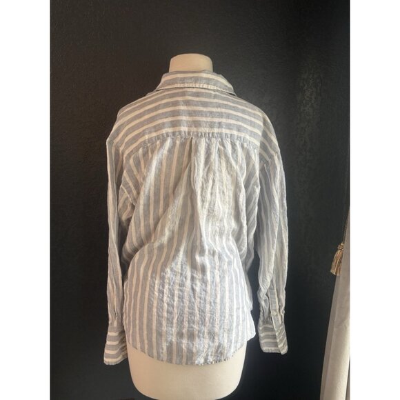 Frame Linen Chambray Distressed Top Sz Medium Loose Fit - Picture 5 of 11